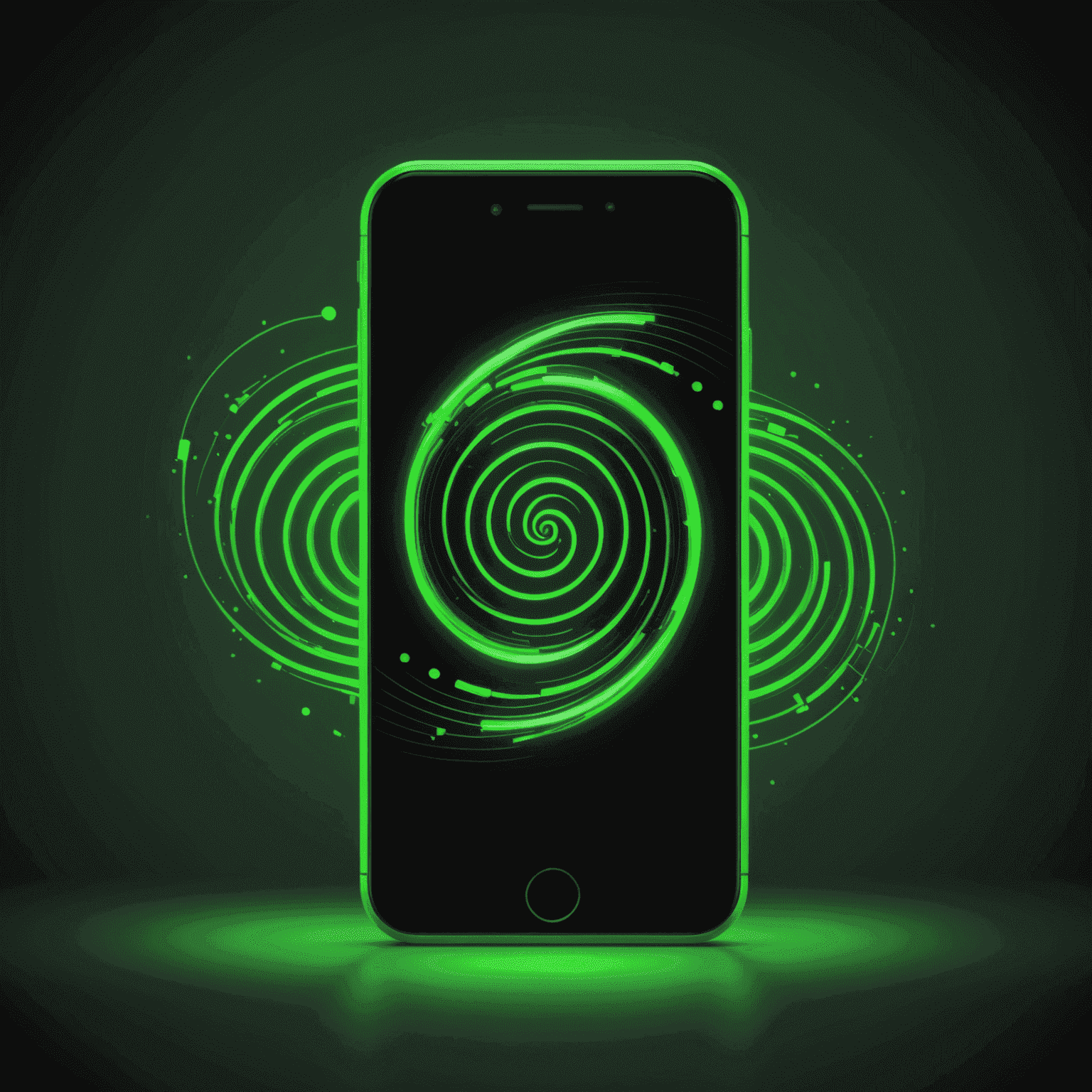 mobibari_com logo - a stylized neon green mobile phone icon with signal waves
