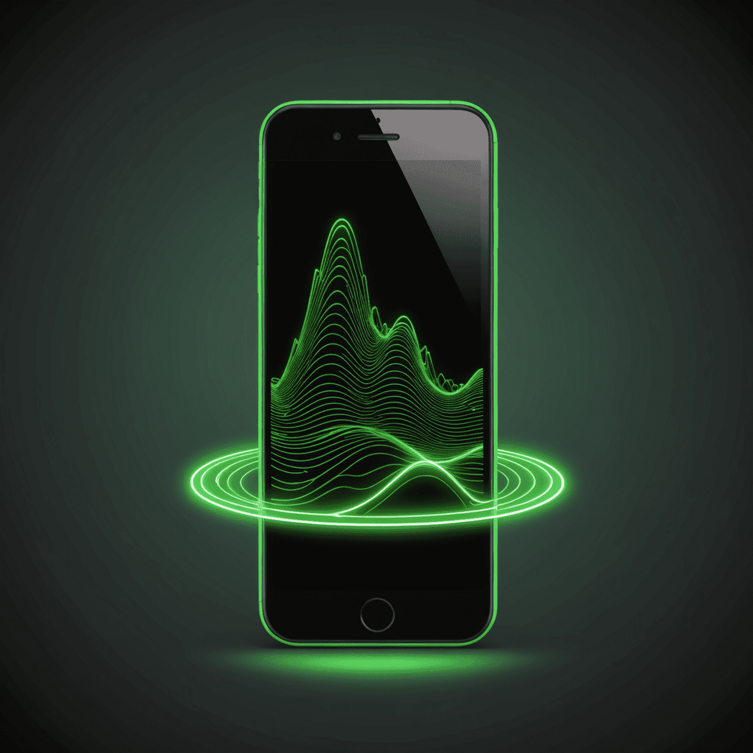 mobibari_com logo - a stylized neon green mobile phone icon with signal waves