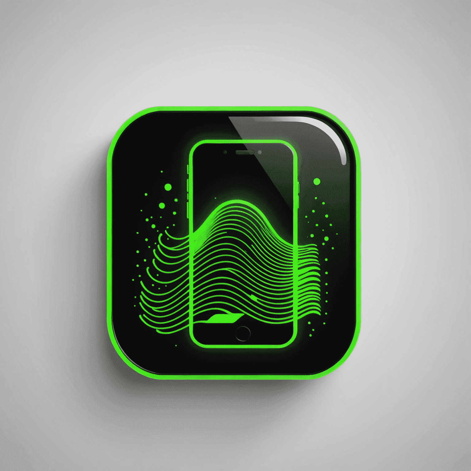 mobibari_com logo - a stylized neon green mobile phone icon with signal waves