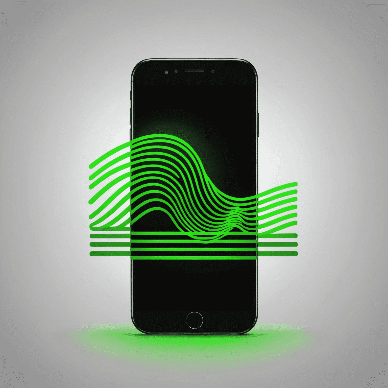 mobibari_com logo - a stylized neon green mobile phone icon with signal waves