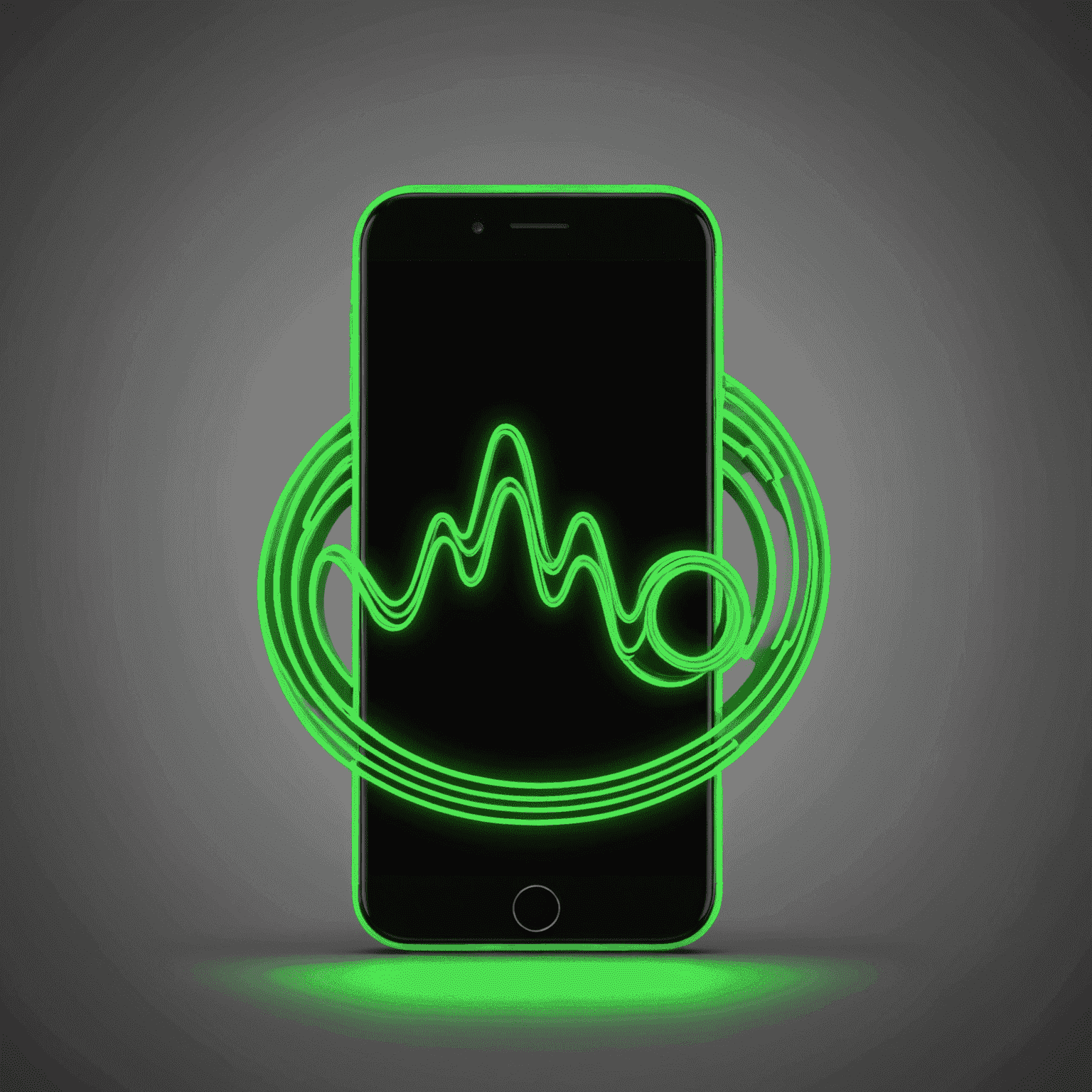 mobibari_com logo - a stylized neon green mobile phone icon with signal waves