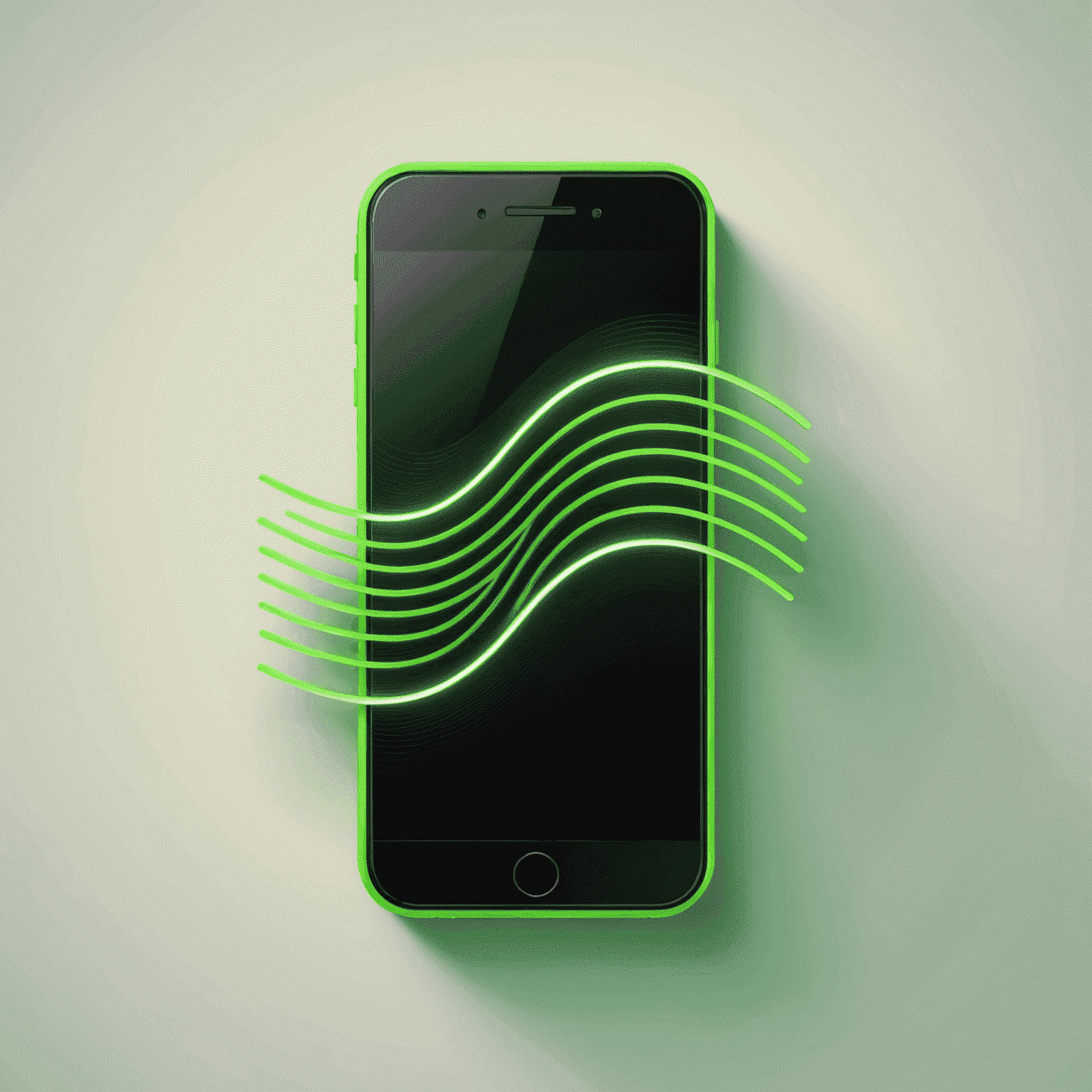 mobibari_com logo - a stylized neon green mobile phone icon with signal waves