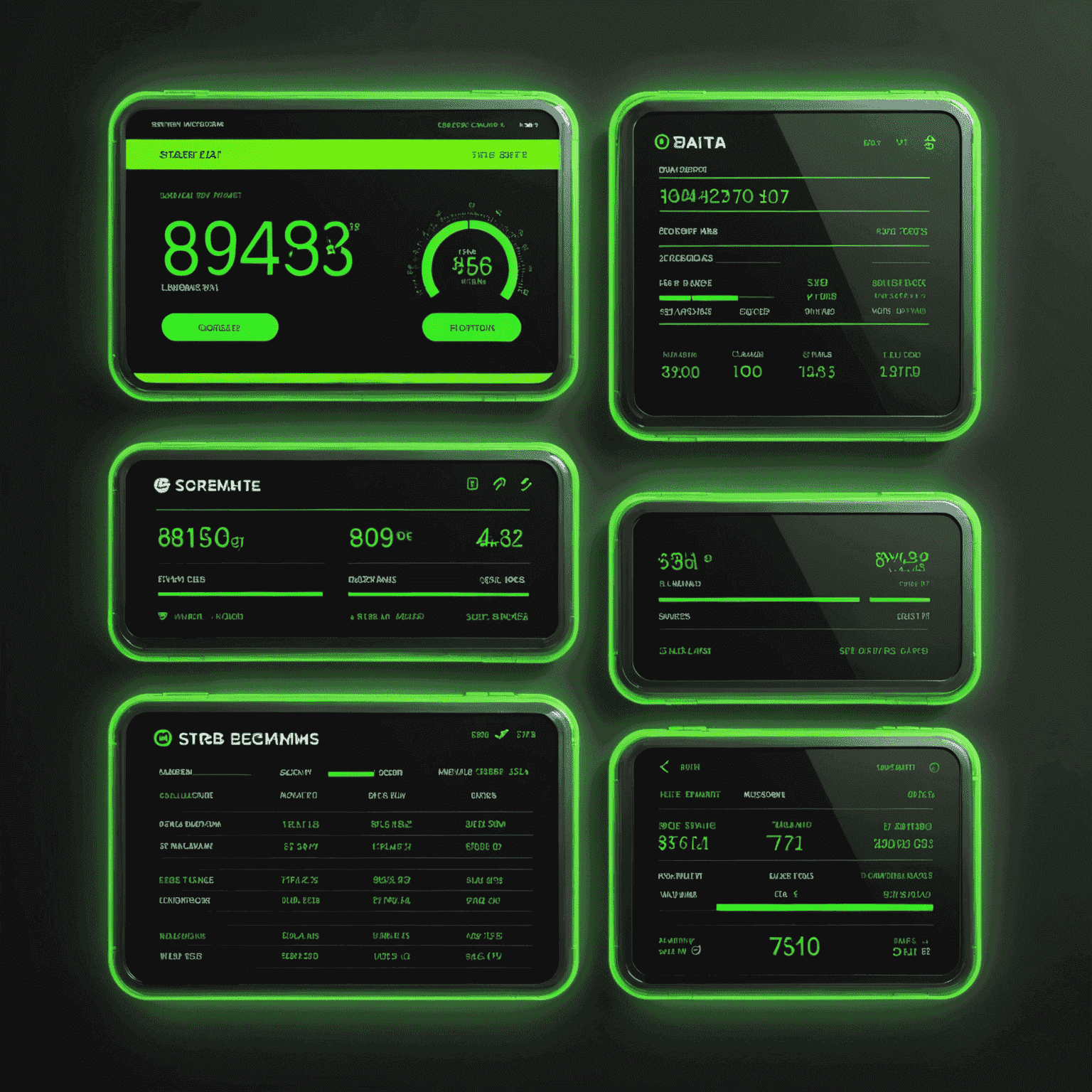 Various data booster packages displayed in neon green, showing different data amounts and prices